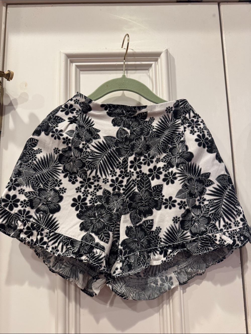 Black & White Floral Kids Shorts